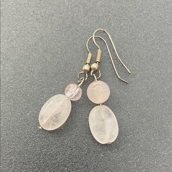 Jewelry - Elegant Pink Stone Dangle Earrings. Hand crafted.